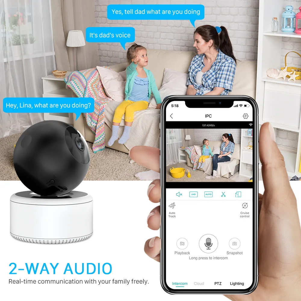 DHgate.com:2MP/3MP1080P Auto Tracking AI Human Detect Wireless Security ...