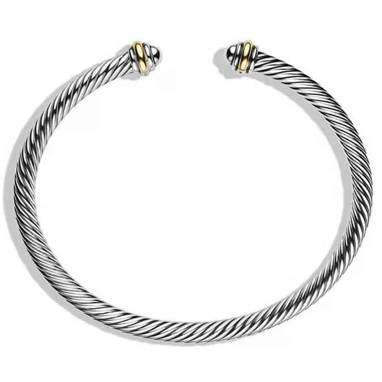 DIY titanio women039s dos colores 18K chapado en oro acero inoxidable pulsera de cuerda de alambre simple pulsera abierta 2249330