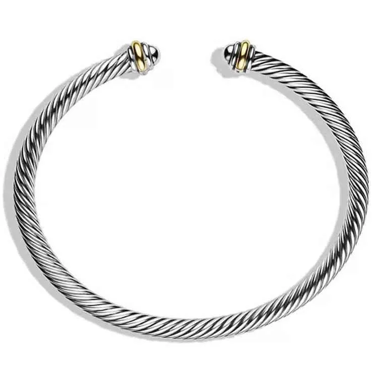 DIY titanium women039s two color 18K gold plated stainls steel wire rope bracelet simple open Bracelet2249330