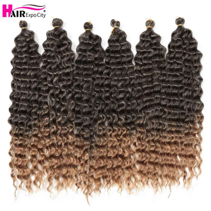 22inch Long Deep Crochet Hair tress Water Wave Synthetic Braiding Extensions For Black Women Expo City 2206106237842