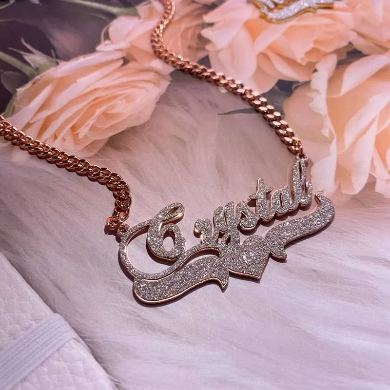 Personalized Name Necklace Custom Bling s Gold Stainless Steel Cuban Chain Choker for Women Jewelry Gift 220722215f