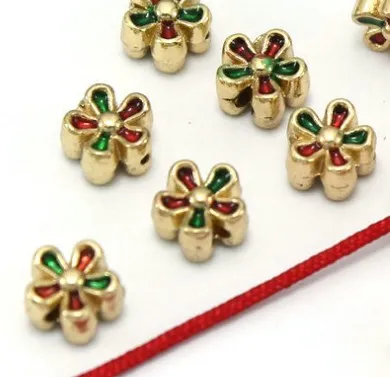 Tibetansk silverblomma distansolja Droppande förgyllda torus Löst pärlpärlans kontakter för DIY -smycken Making Armband T3ge