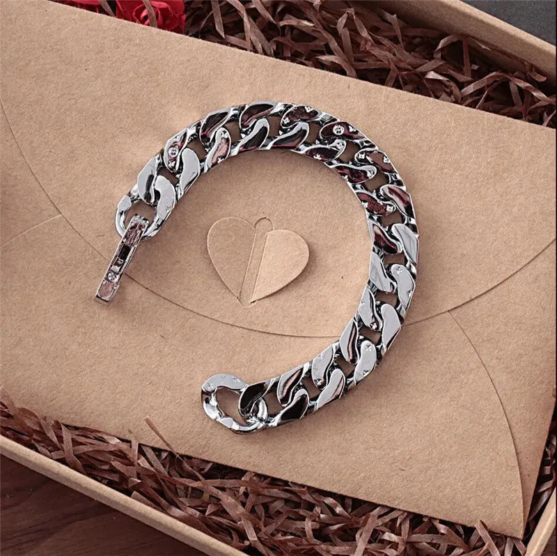 Designer Silver Bracelet Mens Titanium Steel Chains Luxury Brand Jewelry Women Bangle Retro Cuba Bracelets Fashion Wide Chain For 272S