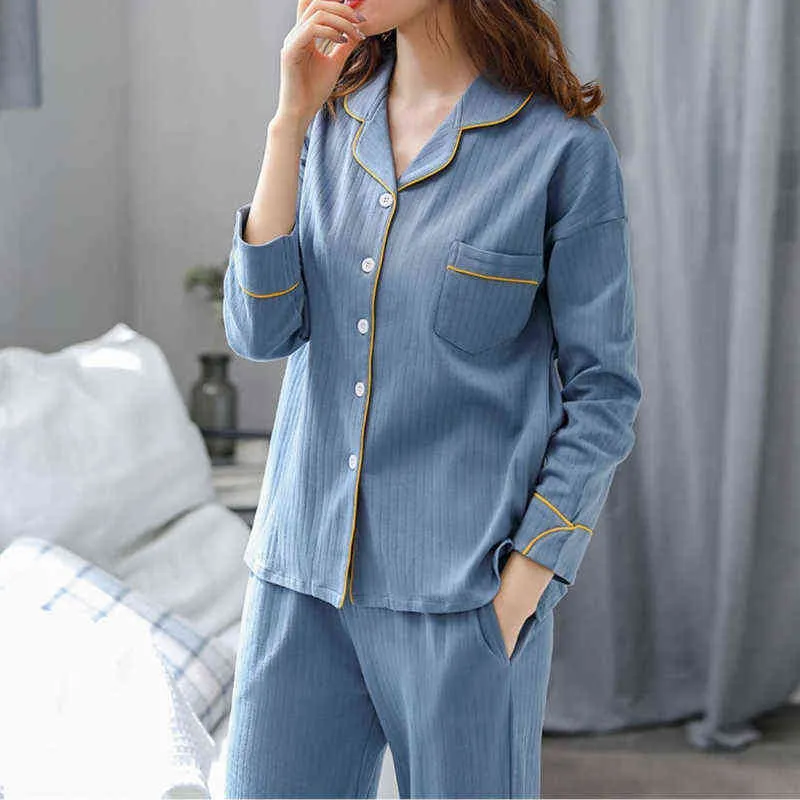 Frauen Langarm Pyjama Sets Casual Frühling Herbst Tägliche Nachtwäsche V-ausschnitt Gedruckt Hohe Qualität Weiche Hause Lounge Nacht Anzüge chic L220803