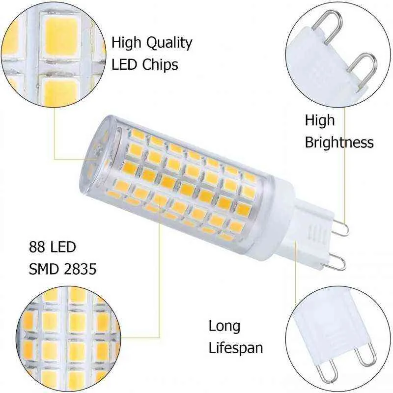 En Parlak G9 LED lamba AC220V 5W 7W 9W 12W Seramik SMD2835 LED Ampul Sıcak/Soğuk Beyaz Spot Işını Değiştir Halojen Işık H220428