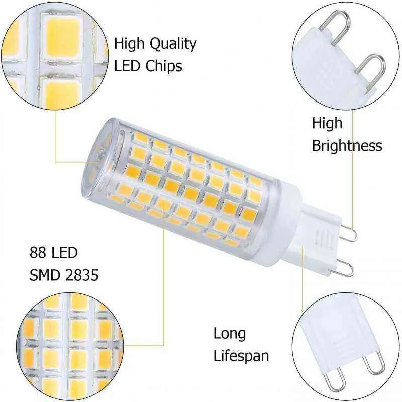 Helderste G9 LED -lamp AC220V 5W 7W 9W 12W CERAMISCHE SMD2835 LED BOLB Warm/Cool White Spotlight vervangen halogeenlamp H220428