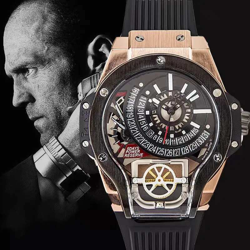 Fashion Sport Individual Domineering Luxury Men's Watches Rubber Band Quartz Wristwatches For Men Watch Calendar 220407282R
