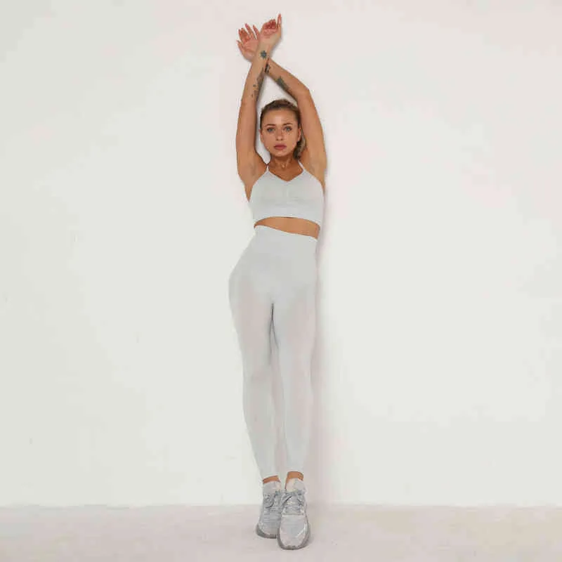 Nahtlose Yoga Anzug Weibliche Running Training Workout Outfit Sportswear Stücke Leggings Set Sport Bh Frauen Gym Sport J220706