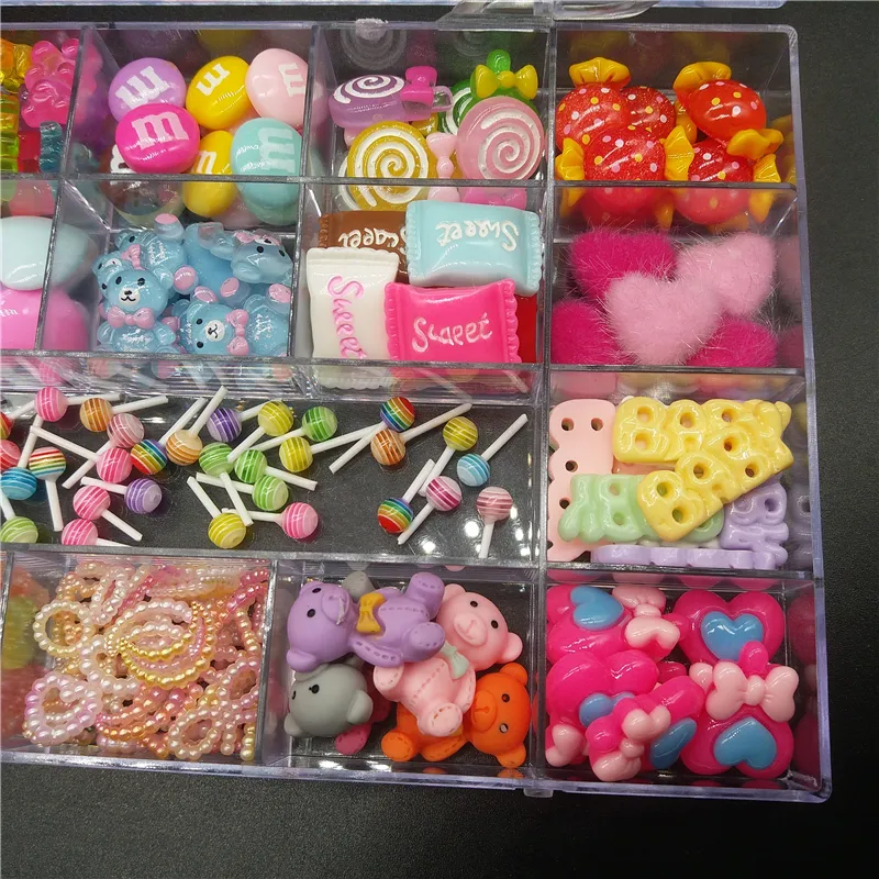 One Box Design Kawaii Associory Resin Nail Art Charms Flower Gummy Bearcnady3d Nail Art Decorations S 220525