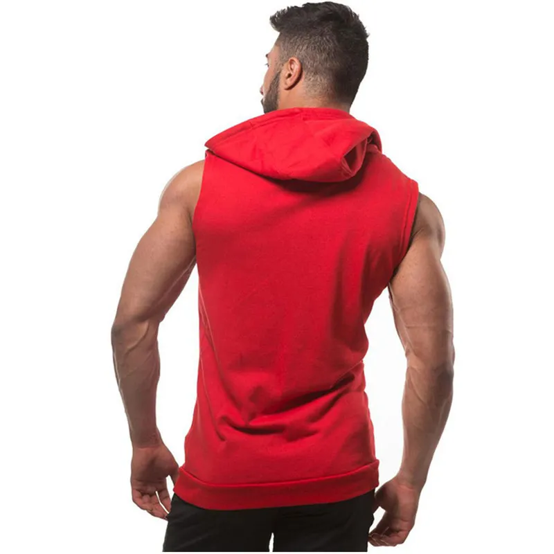 Chegada de algodão moletons fitness roupas de fitness muscle workout tank tampo top masculino com camisa esportiva sem mangas Capuz casual 220623