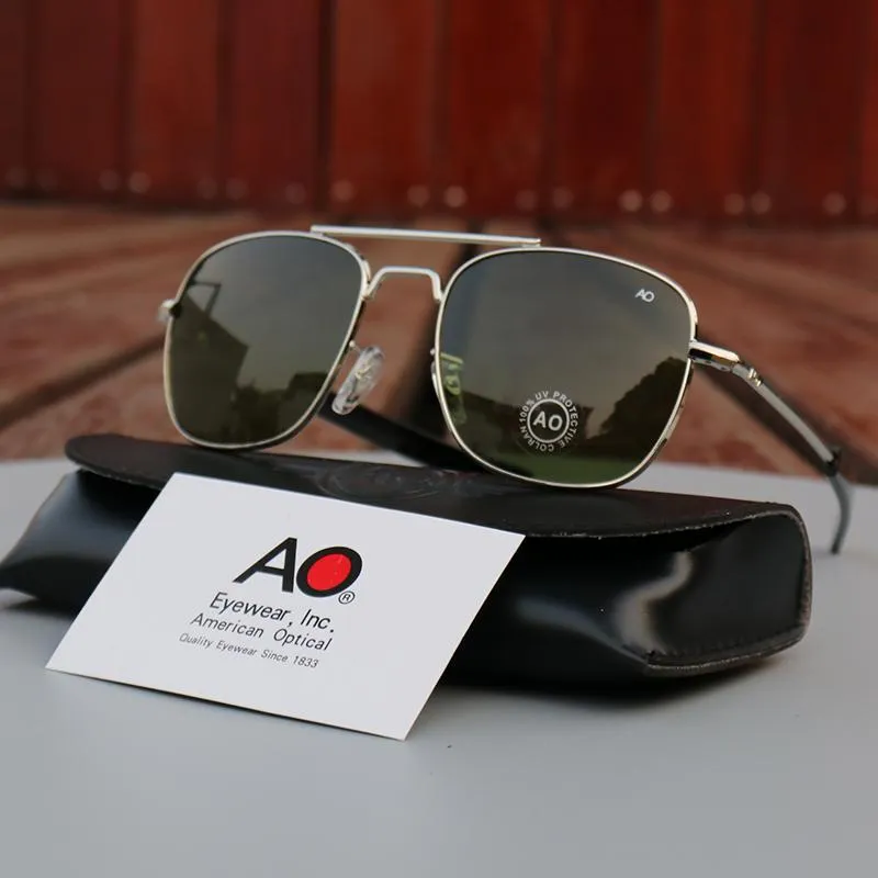 Sonnenbrille ao Pilot Männer Vintage Retro Aviation Suns Brille American Optical Eyewear Original Box Hülle Gafas de Sol Hombre161e