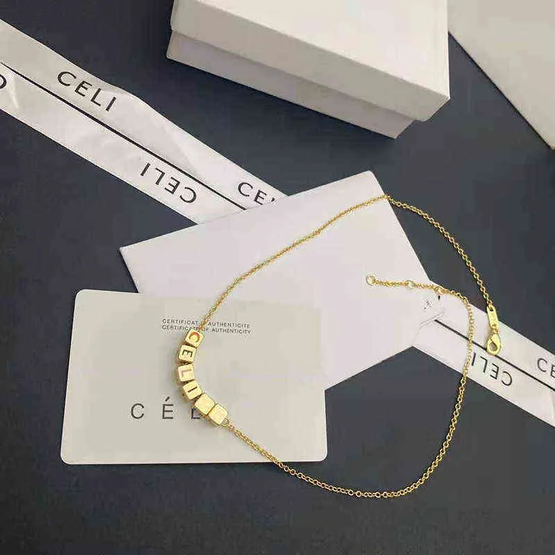 Personalized Color Designer Square Necklace Ce Family Dice Letter Fashion Versatile