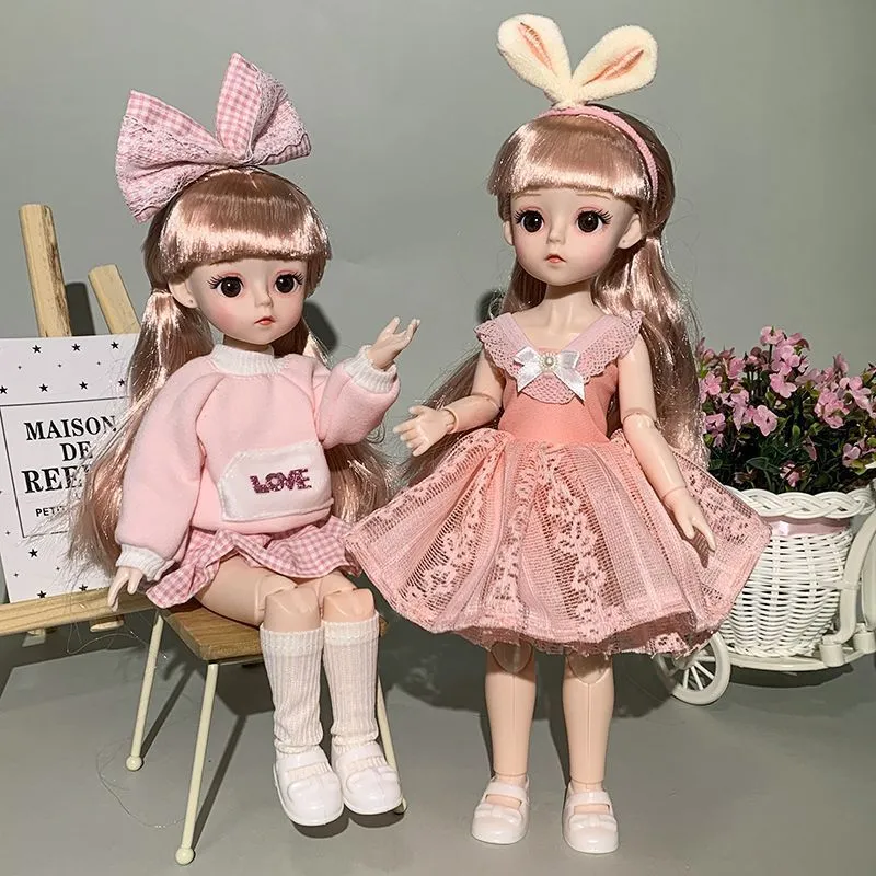 인형 30 cm 인형 16 BJD 21 움직일 수있는 조인트 3D 시뮬레이션 아이 메이크업 소녀 귀여운 드레스 인형 패션 드레스 DIY 장난감 선물 소녀 220826