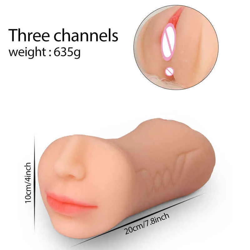 NXY Masturbators SexAdult Mouth Male Anal Masturbardor Game Sex Toy for Men Realistic Vagina Masturbation Silicone Pussy 3 in 1 Products Sexshop 220427