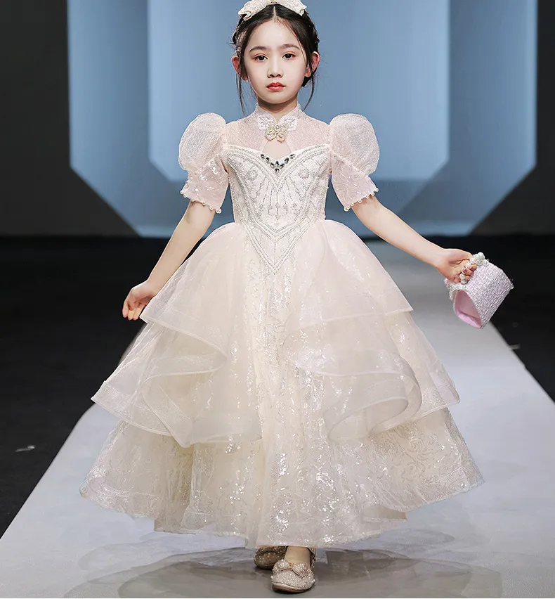 زهرة صغيرة الفتاة لباس الزفاف 3D الأزهار الأزهار المسترقة فتاة الفتاة الفساتين