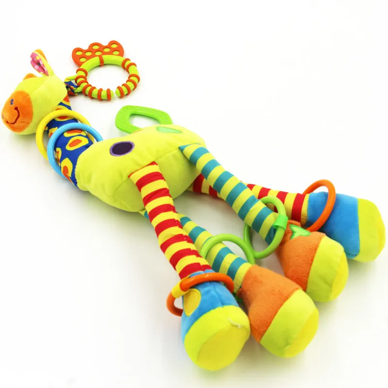 Arrival Soft Giraffe Animal Handbells Rattles Plush Infant Baby Development Handle Toys Selling WIth Teether Baby Toy 220531