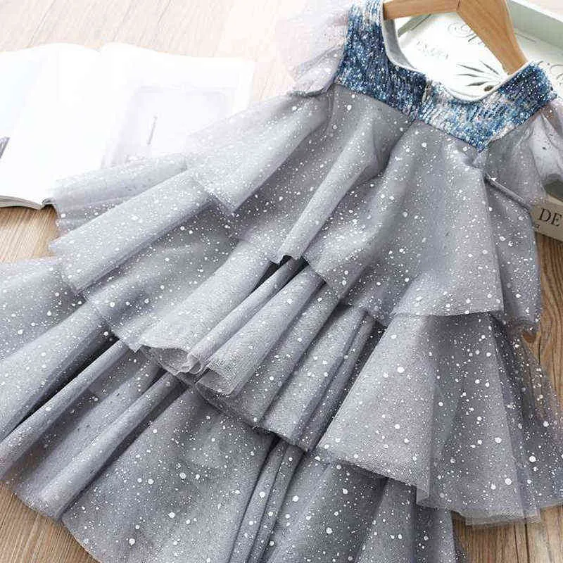 Sukienki dla dziewcząt koronkowa warstwa ciasta cekinowa księżniczka sukienka księżniczka dla dzieci ślub przyjęcie urodzinowe tutu vestidos dzieci letnie ubrania G220428