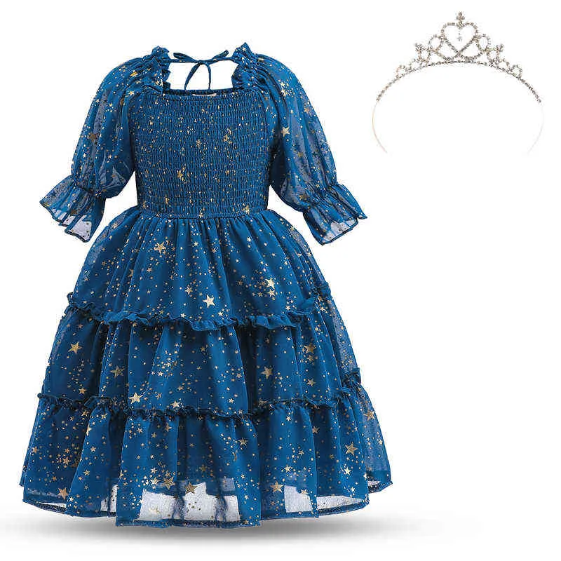 Ragazze Primavera Principessa Abito Bambini Festa Tutu Vestidos Con Corvo Bambini 3 4 5 6 7 8 Anni Compleanno Matrimonio Elegante Abbigliamento da festa G220423