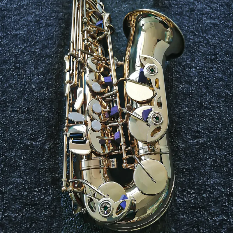 Gold ed ED Professional Alto Saxofone Brass Peda Européia Eletroforese Processo de ouro Flat-e SAX INSTRUMENTO JAZZ