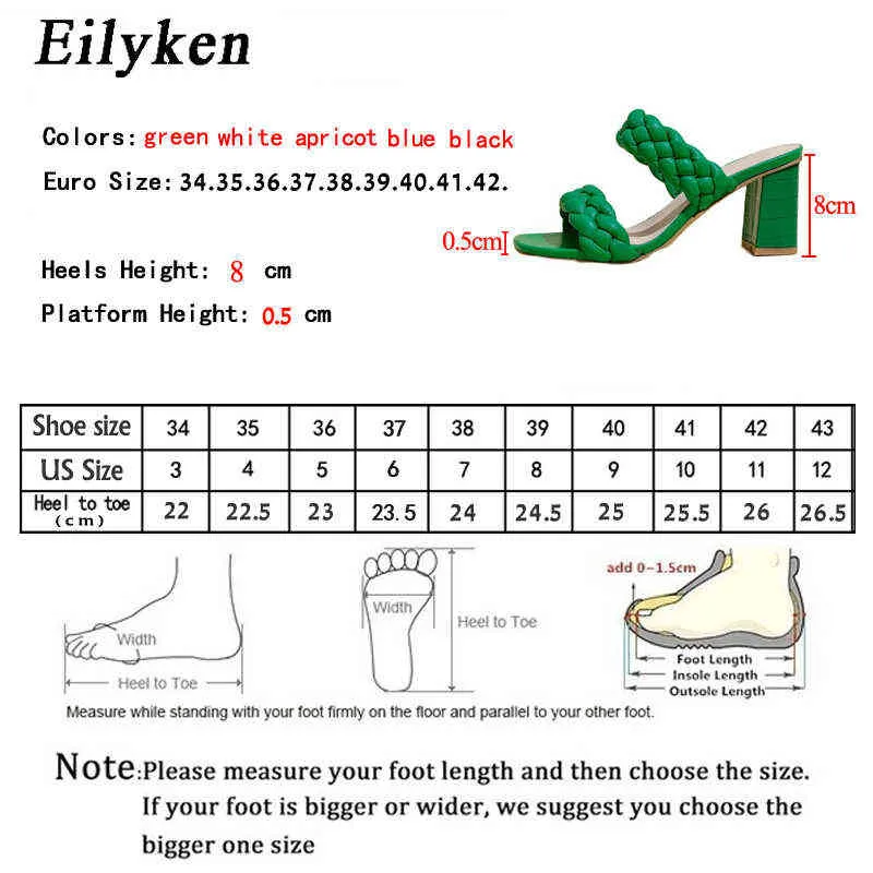 Eilyken verano tejido mujer zapatillas diapositivas punta abierta tacones bajos zapatos sandalia mujer ocio playa verde blanco chanclas