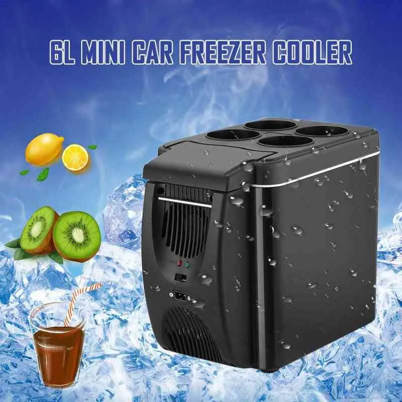 6L 12V Mini Car Freezer Cooler Warmer Geladeira Elétrica Portátil Icebox Para Casa Viagens Escritório Geladeira Freezer Aquecedor Quente H220510