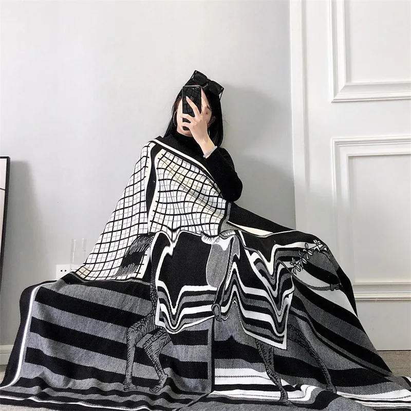 16 designs carta cobertor de caxemira de lã 135x170cm cachecol xale grosso lã macia quente xadrez sofá cama decoração ar condicionado po2972