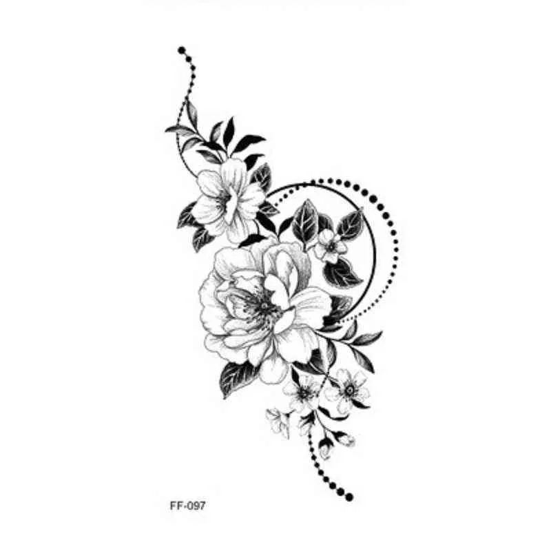 NXY Temporary Tattoo Sexy Dark Flower s for Female Body Art Painting Arm Legs s Sticker Realistic Waterproof 0330