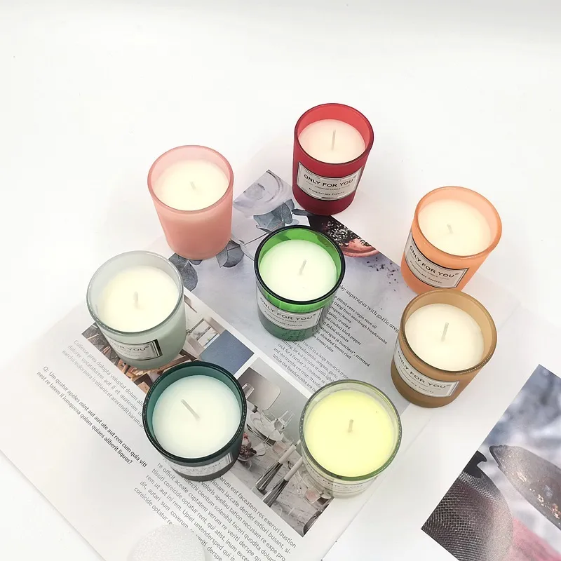 Glass Cup Scented Candle 50g Natural Plant Essential Oil Handmade Soy Wax Romantic Birthday Home hotel Wedding Decoration