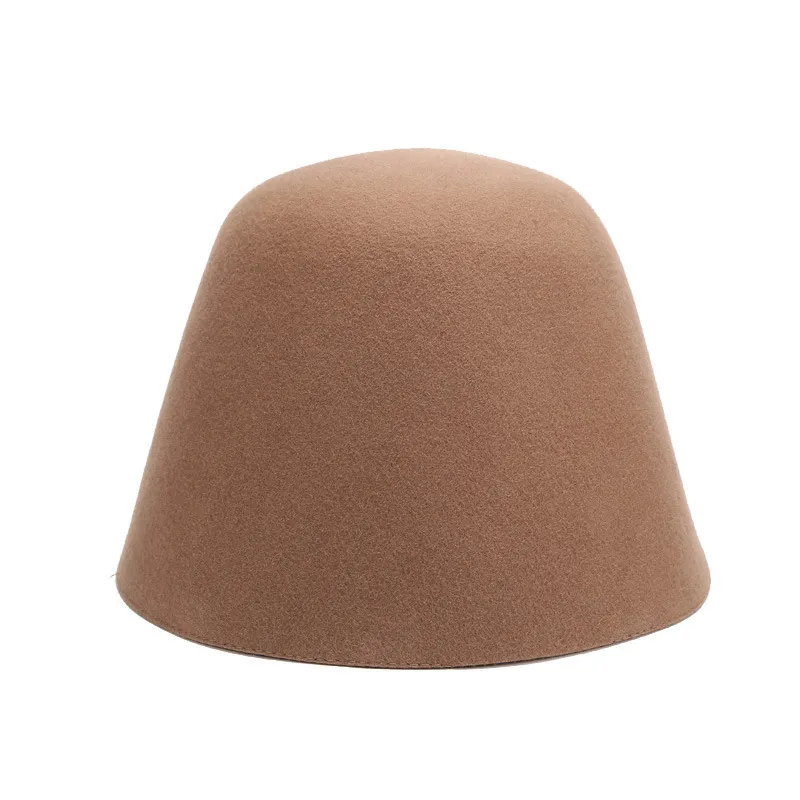 Top Bucket Hat Fashion Black Collapsible Soft Felt Hat Panama Womens Warm Wool Cloche Hat Solid Winter Bucket Hats Cap 220812