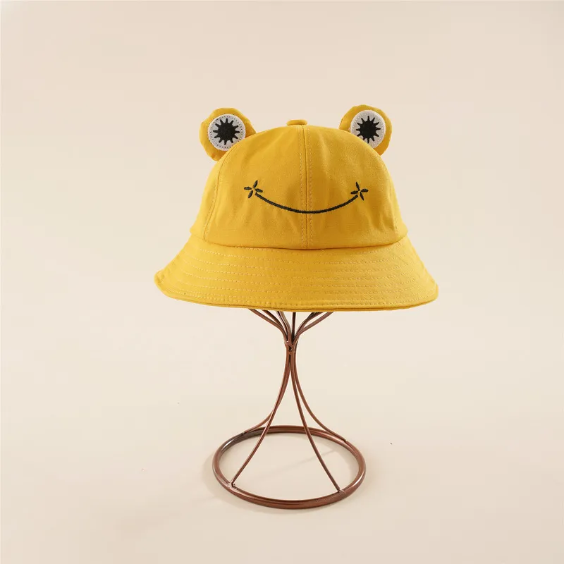 Parentkid Cartoon Frog Bucket Panama Fishing Cap Cute Froggy Hat Femme Bob Chapeau Outdoor Sunscreen Fisherman Gorros 220629