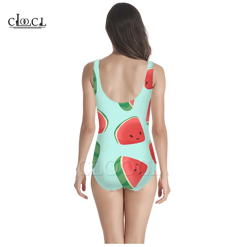 Est Mode Fruit Watermeloen 3D Print Onepiece Badmode Vrouwen Zwemmen Badpak Mouwloos Sexy Badpak 220617