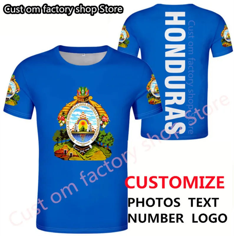 HONDURAS maglietta fai da te su misura gratuita nome numero cappello maglietta nazione bandiere hn paese stampa p o honduregno spagnolo abbigliamento 220616