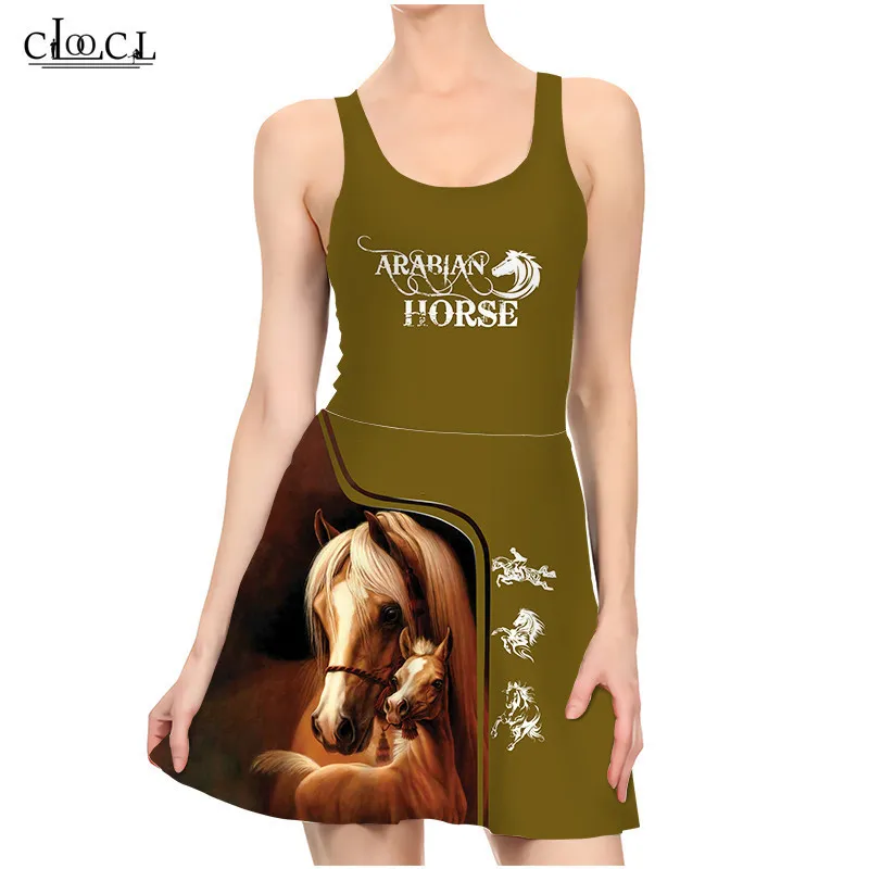 Vestido de cavalo de amor 3d Mulheres femininas casuais mangas sexy slim verão vestido de animal fofo 220617