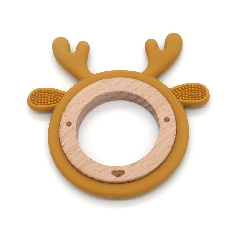 تصميم حيوانات كربون مخصصة للحيوانات الطفل Teother Toy Food Grade Ring Wooden Ring Products Kids Molar Essentials 220815