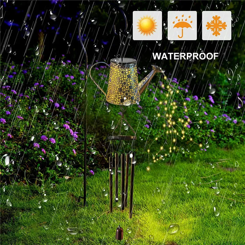 Zasilane solarne posypki w bajki trapezowe wodoodporne lampy prysznicowe kutego żelaza oświetlenia pod prysznicem na patio 220429