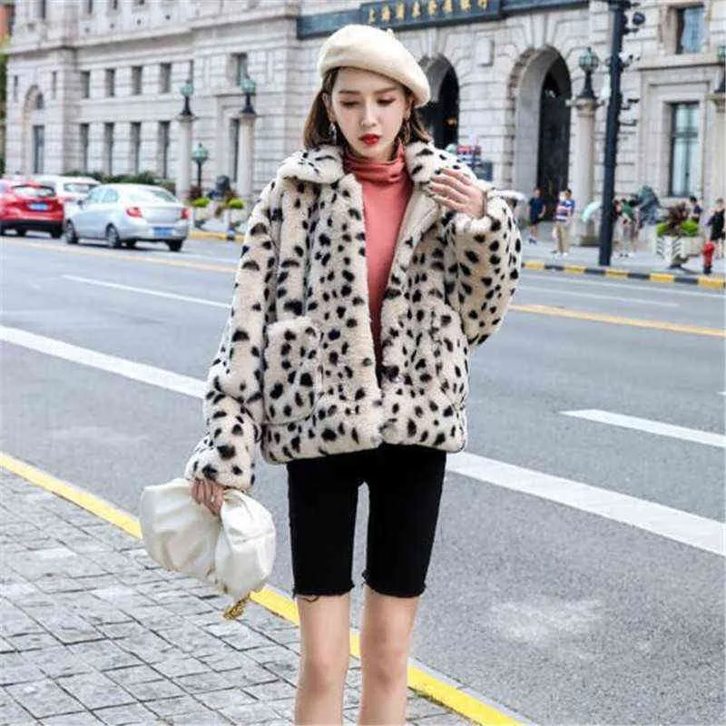 ZXRYXGS 2022 New Autumn Winter Clothing Leopard Print Faux Fur Coat Elegance Fashion Jacket Short Loose Young Women's Coat T220716