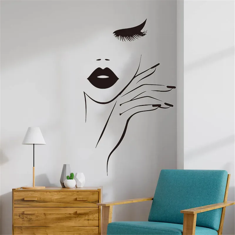 Spa Nail Manucure Salon De Coiffure Wall Sticker Mode Femme Cils Studio Sticker Vinyle Accueil Fenêtre Décor Amovible 220727