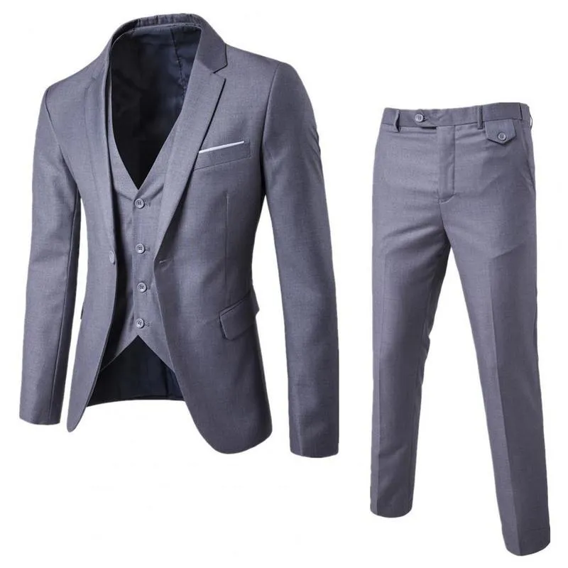 Costume formel poches Style coréen boutons manchette Blazer pantalon hommes costume attrayant 220815