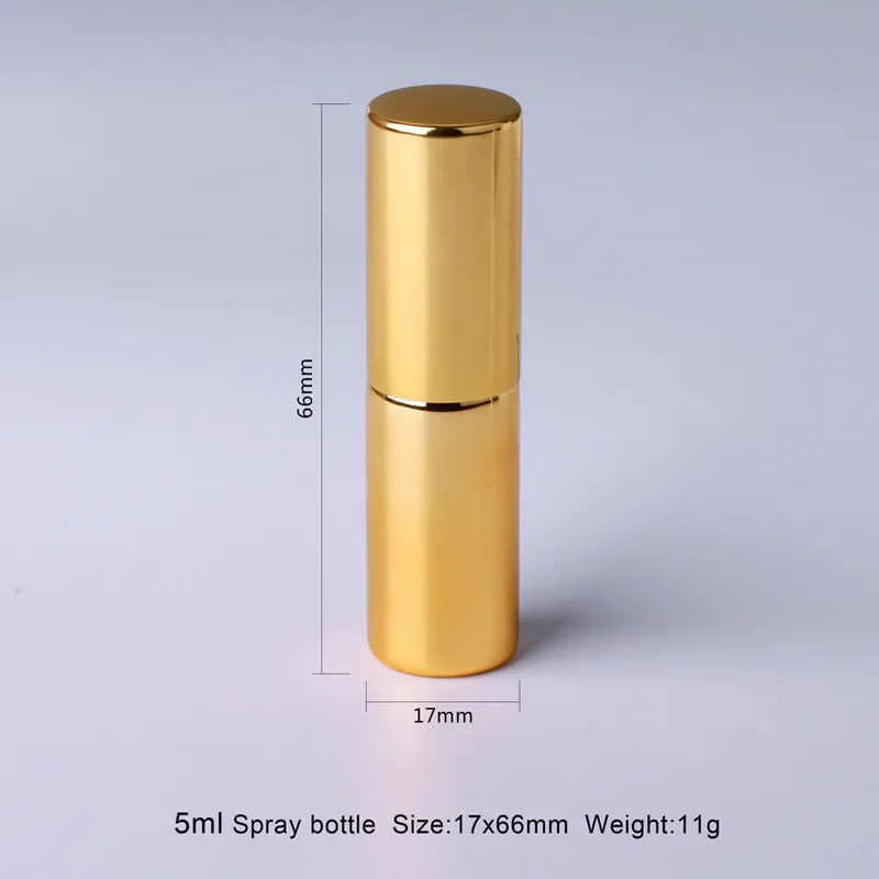 5ML Portable UV Glass Refillable Perfume Bottle With Aluminum Atomizer Spray Bottles Sample Empty Containers 220711