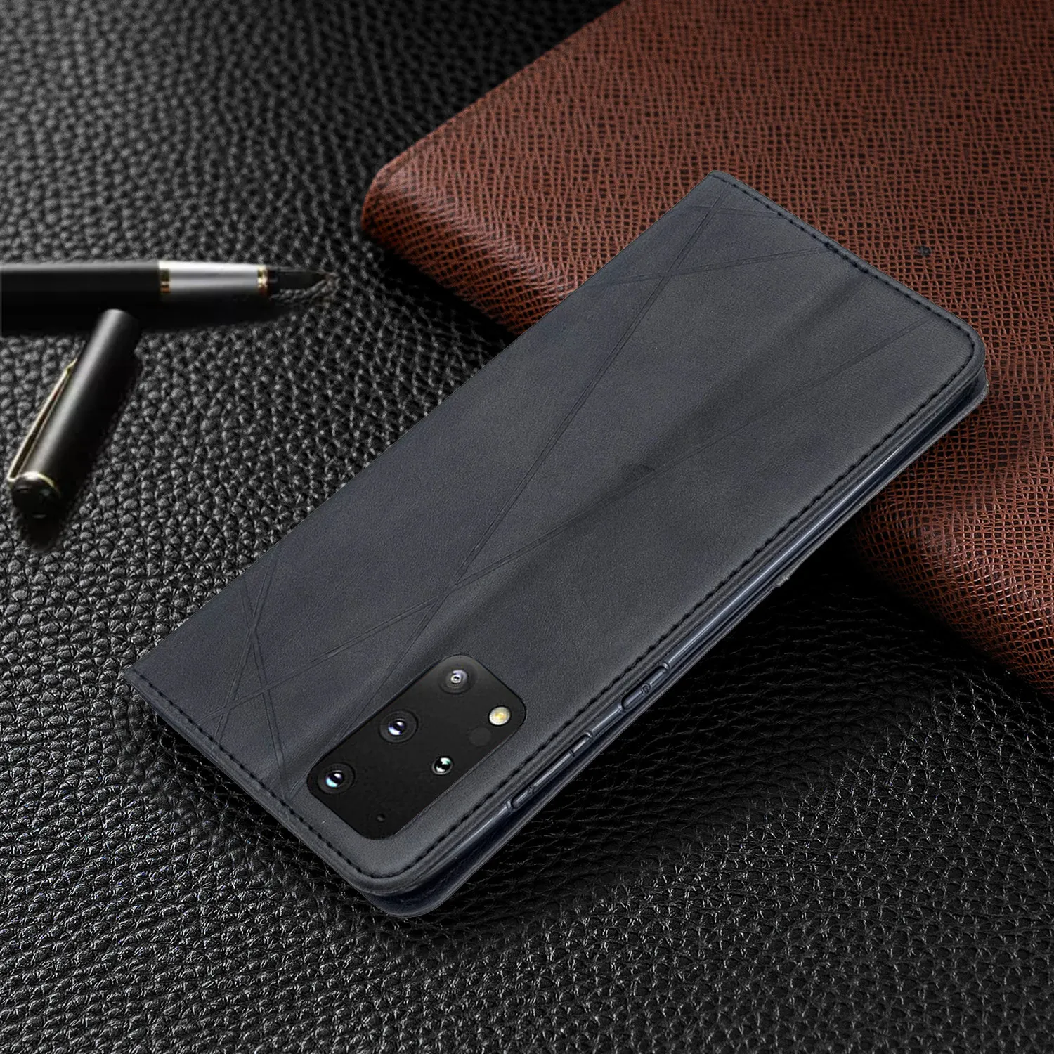 Läder Flip Fodral för Samsung Galaxy S21 / S20 Ultra S10 / S9 Plus S10E S21 / S20 Fe Not 20 Ultra 10 Pro Wallet Phone Case Cover