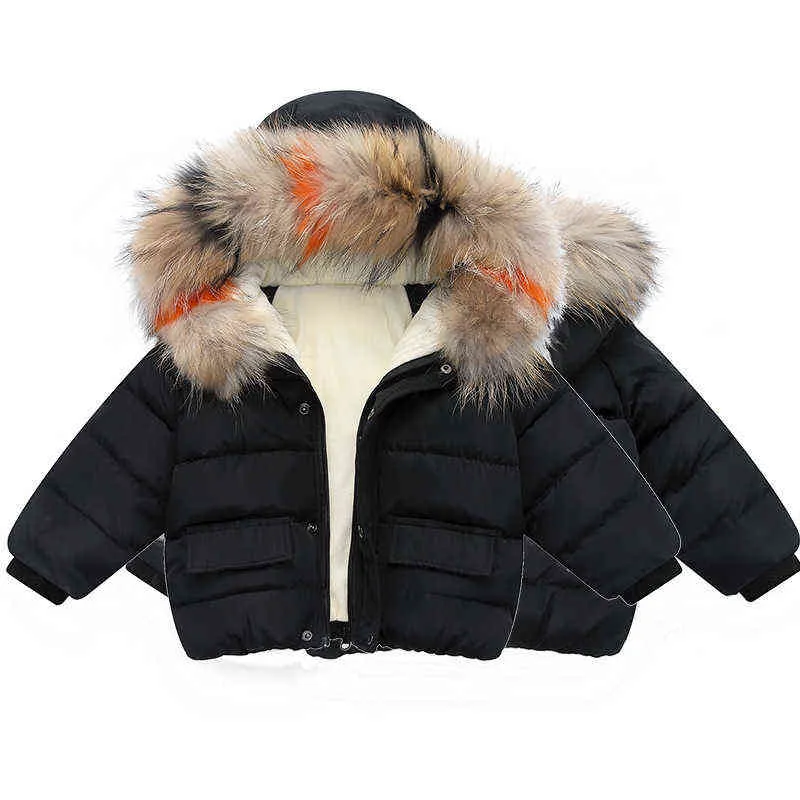 Moda meninas meninos jaquetas de inverno pêlos de pele de roupas crianças com capuz quente jaqueta de roupas externas meninos garotas roupas 12m-6yrs wear j220718