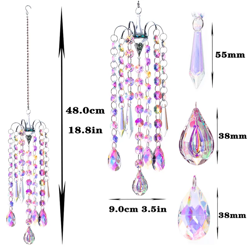 Lustre HD CHARDELLIER VENTS PRISMES DE CRISTAL DE CRISTAUX AB PENDANT SUNCOUCHER RAINTACHER RAINBOBOW Fenêtre Rideaux Pendentif Accueil Décor Cadeaux 220407