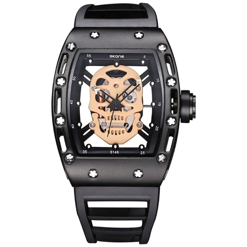 Wristwatches Men's Watch Skull Watches 30m مقاوم للماء ليلة معصمها مضيئة الكوارتز كوارتز عازمة Hollow2429