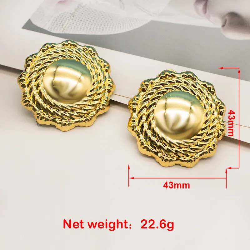 Clip Earring Geometric Copper Alloy African Dubai Golden Earrings Exquisite For Women Lady Daily Wear Party Wedding Gift 2204293453803