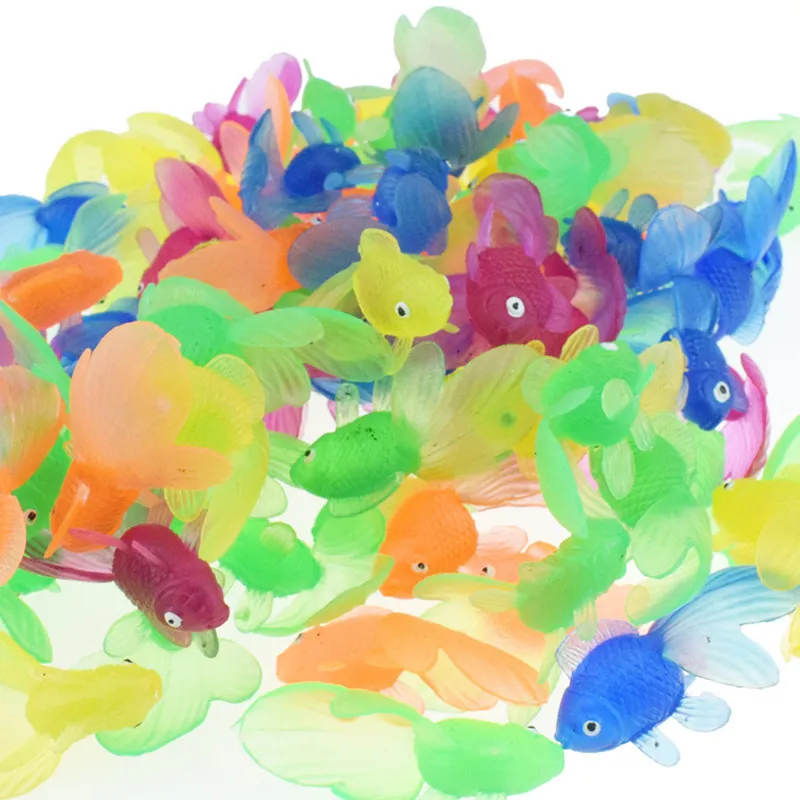 set Kinder weiche Gummi -Gold -Fisch -Babybad -Spielzeug für Kinder Simulation Mini Goldfisch Wasser Kleinkind Spaß Schwimmen Strandgeschenke 220531