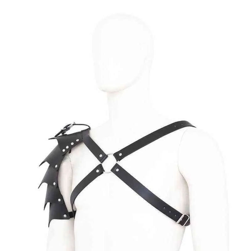 Nxy SM Bondage Lederen Mannen Borst Harness Strap Eenzijdige Multi Stuk Bandjes Te Binden Kleding Sexy Kuisheidsgordel Cosplay 220426