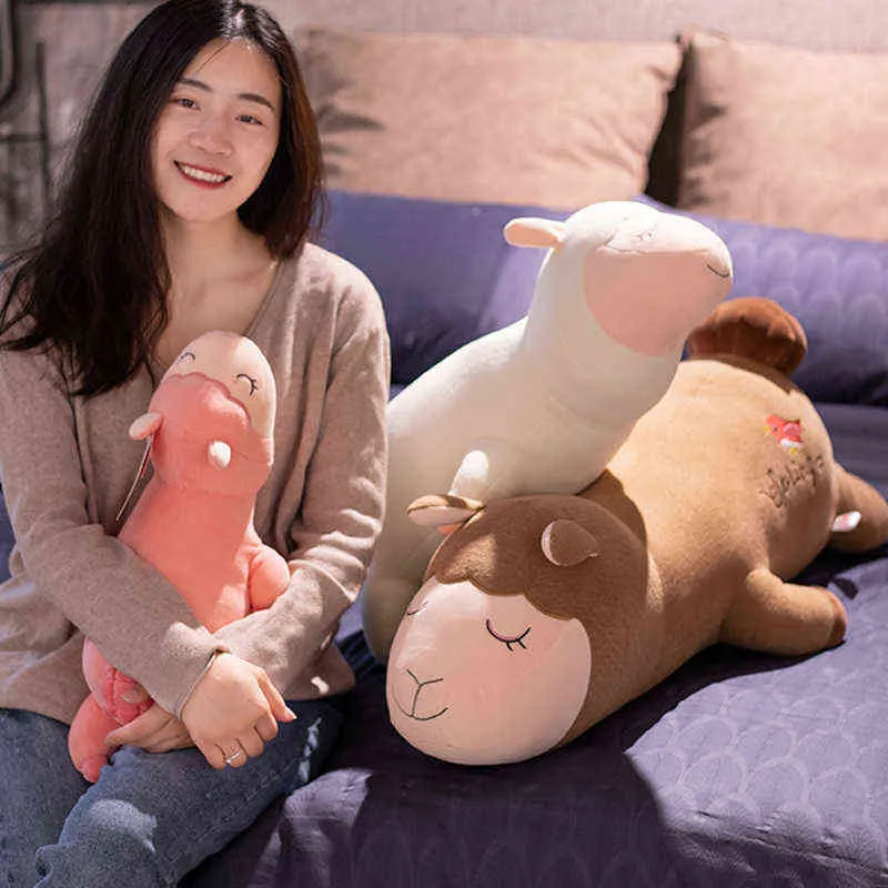 Pc Cm Kawaii Lying Alpacasso Animal Plush Toys Stuffed Soft Alpaca Pillow Sleeping for Children Baby Gift J220704