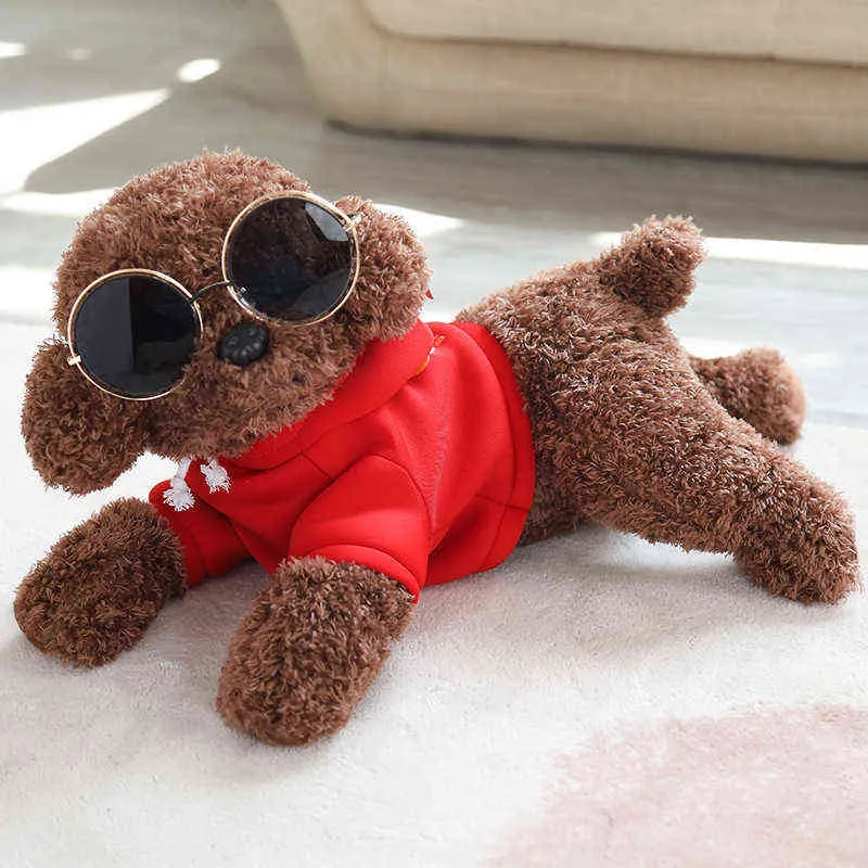 Cm Réaliste Teddy Dog En Peluche Chiot Rempli Simulation Câlin Habillé Poupée Cadeau De Noël Pour Enfants Bébé J220704