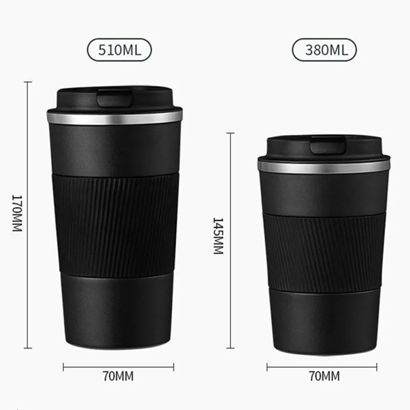 380ml/510ml Caneca de café em aço inoxidável duplo com caixa sem deslizamento Garranada de glas de gabarito de viagem 220509