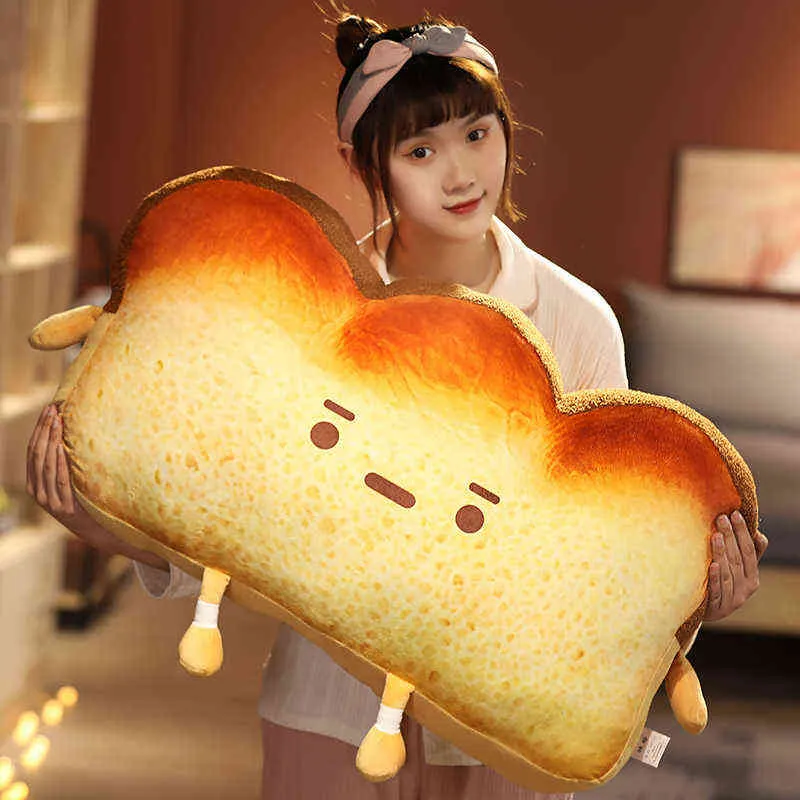 Giant Emoticon Breat Bread Pillow Pillow cheio de desenho animado Tabela lateral Presente engraçado para a decoração de quarto grl Hoveys His J220704